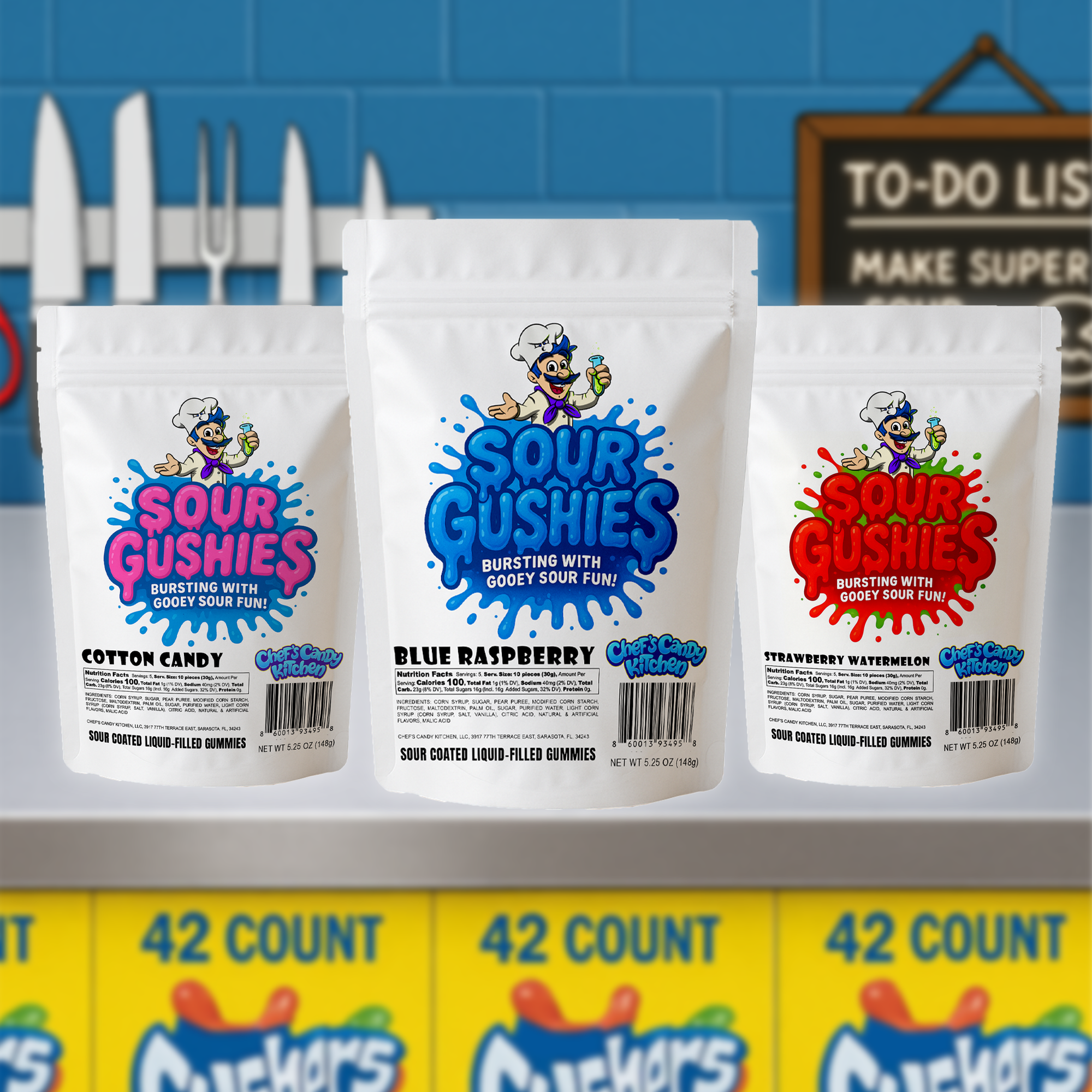 Chef's Candy Kitchen Sour Gushers - Sour Liquid Filled Gummies